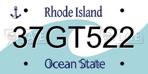 37GT522 Rhode Island License Plate