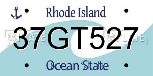 37GT527 Rhode Island License Plate