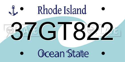 37GT822 Rhode Island License Plate