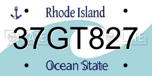 37GT827 Rhode Island License Plate