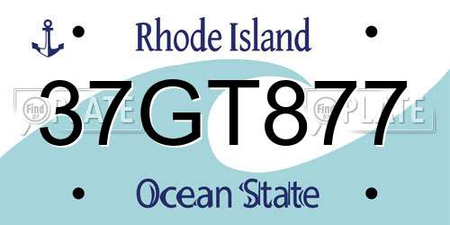37GT877 Rhode Island License Plate
