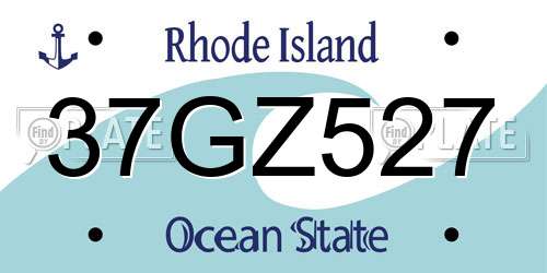37GZ527 Rhode Island License Plate