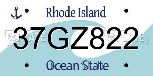 37GZ822 Rhode Island License Plate