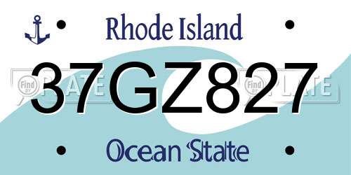 37GZ827 Rhode Island License Plate