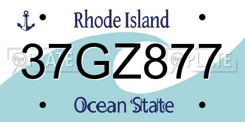 37GZ877 Rhode Island License Plate