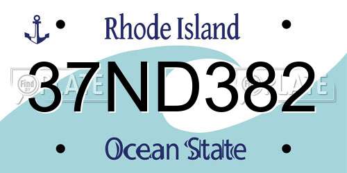 37ND382 Rhode Island License Plate