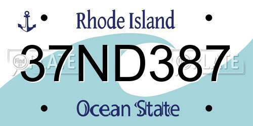 37ND387 Rhode Island License Plate