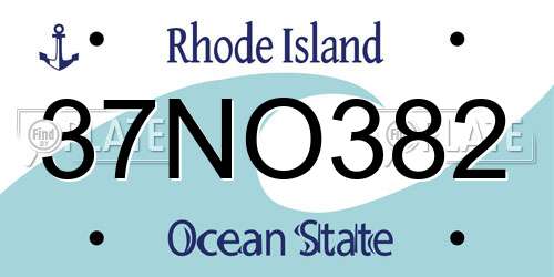 37NO382 Rhode Island License Plate