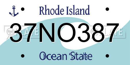 37NO387 Rhode Island License Plate