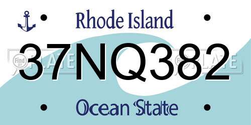 37NQ382 Rhode Island License Plate