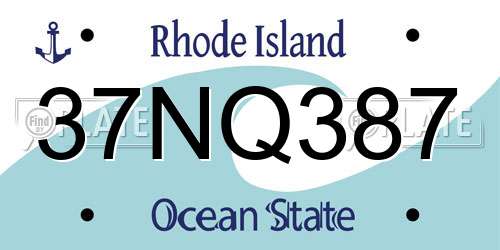 37NQ387 Rhode Island License Plate