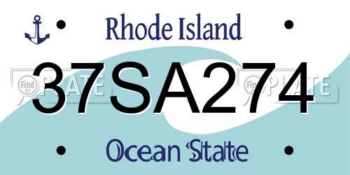 37SA274 Rhode Island License Plate