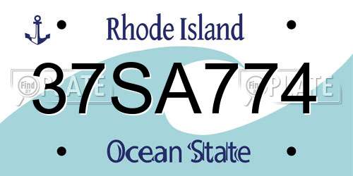 37SA774 Rhode Island License Plate