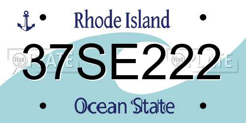 37SE222 Rhode Island License Plate