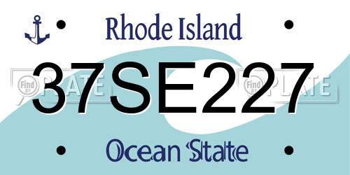 37SE227 Rhode Island License Plate