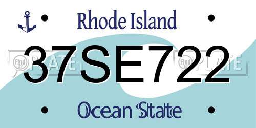 37SE722 Rhode Island License Plate