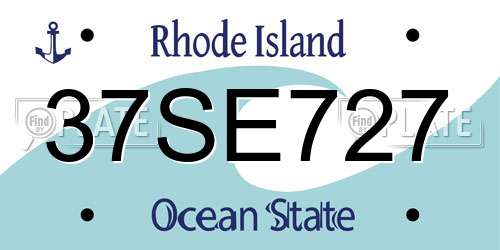 37SE727 Rhode Island License Plate