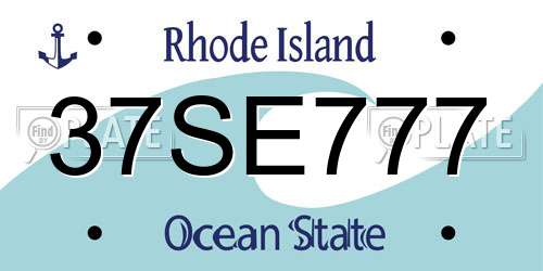 37SE777 Rhode Island License Plate