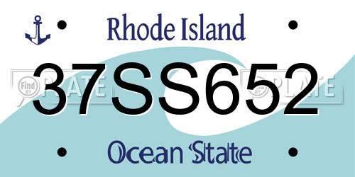 37SS652 Rhode Island License Plate