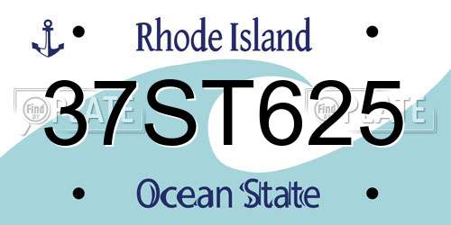 37ST625 Rhode Island License Plate