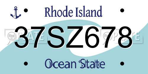 37SZ678 Rhode Island License Plate