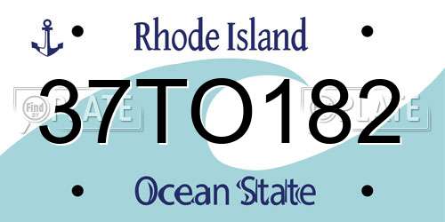 37TO182 Rhode Island License Plate