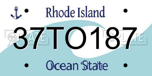 37TO187 Rhode Island License Plate