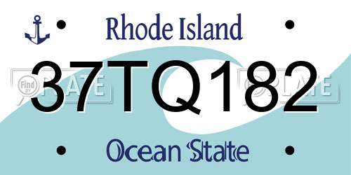 37TQ182 Rhode Island License Plate