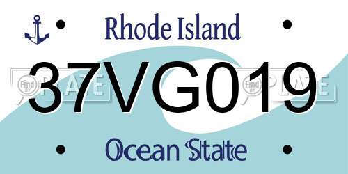 37VG019 Rhode Island License Plate