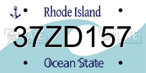 37ZD157 Rhode Island License Plate
