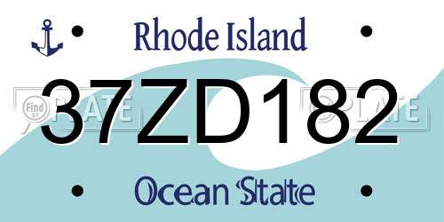 37ZD182 Rhode Island License Plate
