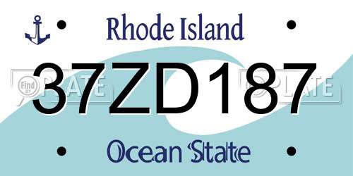 37ZD187 Rhode Island License Plate