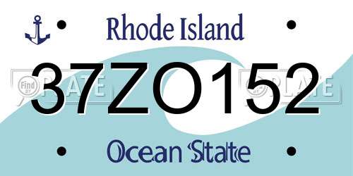 37ZO152 Rhode Island License Plate