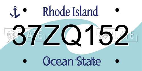 37ZQ152 Rhode Island License Plate