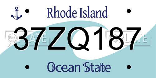 37ZQ187 Rhode Island License Plate