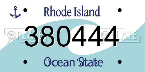 380444 Rhode Island License Plate