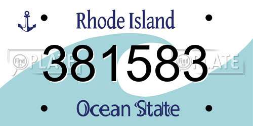 381583 Rhode Island License Plate
