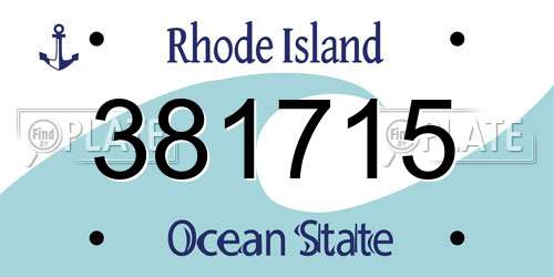 381715 Rhode Island License Plate