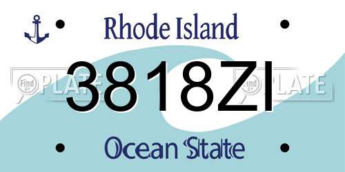 3818ZI Rhode Island License Plate