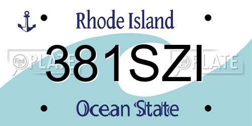 381SZI Rhode Island License Plate