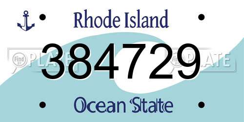 384729 Rhode Island License Plate