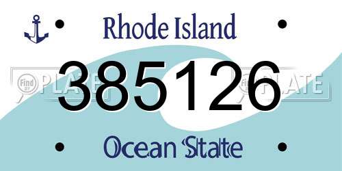 385126 Rhode Island License Plate