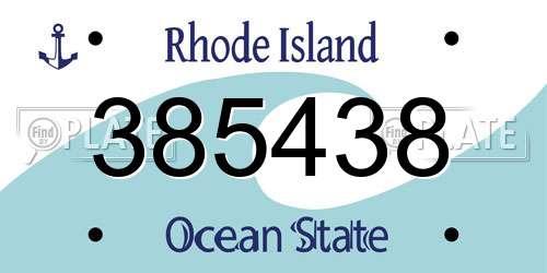 385438 Rhode Island License Plate