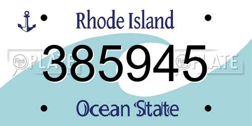 385945 Rhode Island License Plate