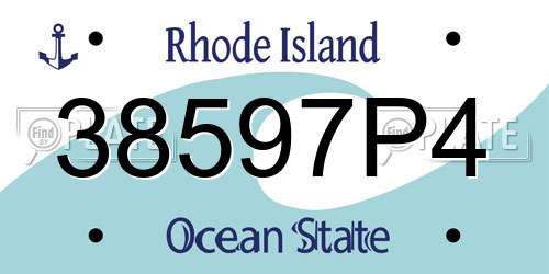 38597P4 Rhode Island License Plate