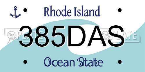 385DAS Rhode Island License Plate