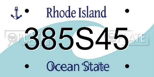 385S45 Rhode Island License Plate