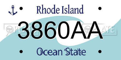 3860AA Rhode Island License Plate