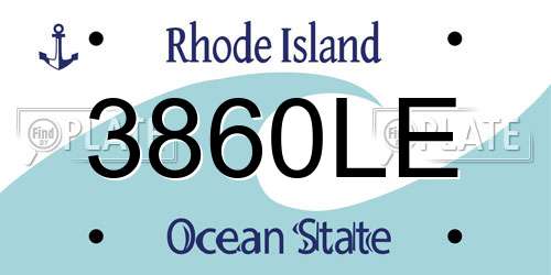 3860LE Rhode Island License Plate