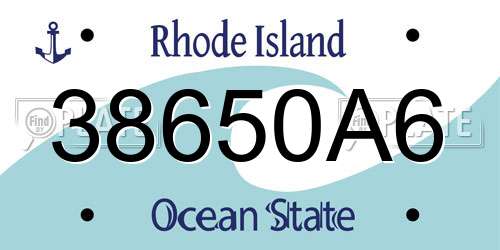 38650A6 Rhode Island License Plate
